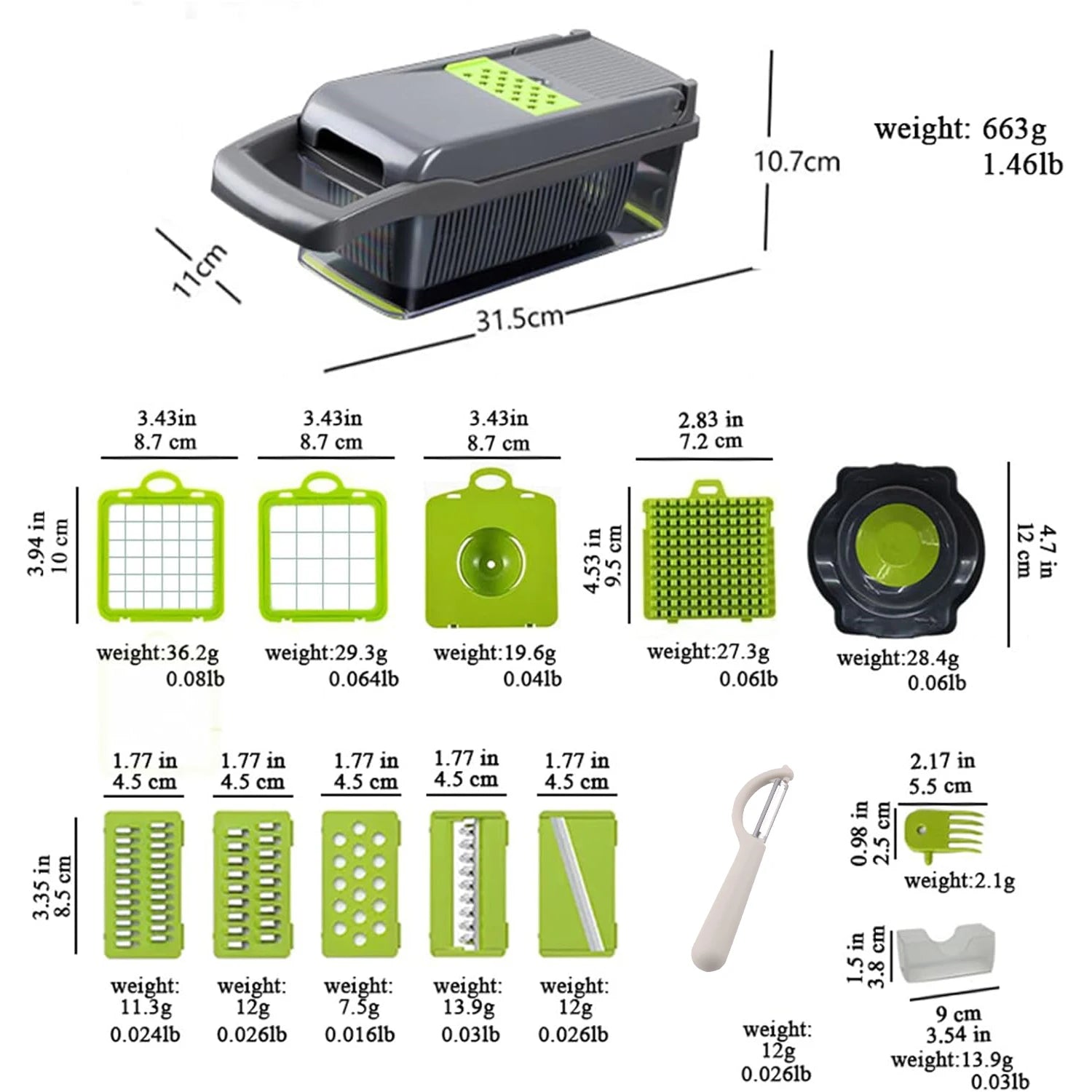 Professional Kitchen Slicer with Cleaver Blade, Multi-Function